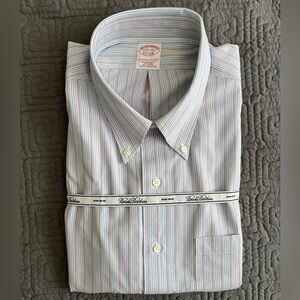 Brooks Brothers Men's Dress Shirt - Blue and Red Stripes